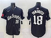 Men's Los Angeles Dodgers #18 Yoshinobu Yamamoto Black Mexico 2025 LA Gothic Style With Fernando Patch Vapor Premier Limited Stitched Jersey,baseball caps,new era cap wholesale,wholesale hats